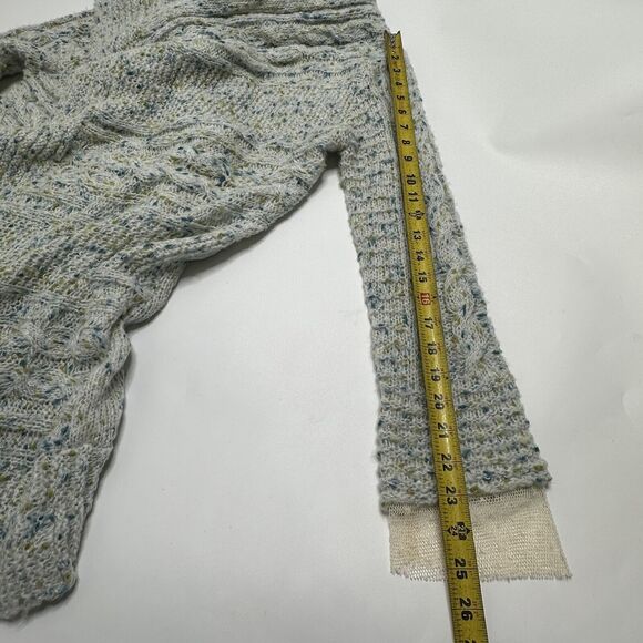 Aratta Silent Journey Open Front Cable Knit Cardigan Size L Large Lace Cuffs - Picture 15 of 16